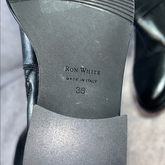 Ron White EUC Women Black Leather Knee-High Boots Sz EU 36 Quilted Cushioned - Picture 2 of 16